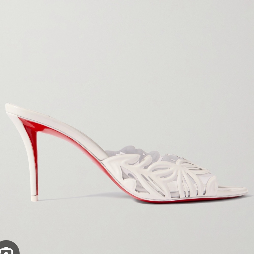 Authentic NIB Christian Louboutin Apostropha Petunia 80 Mules - Picture 2 of 9